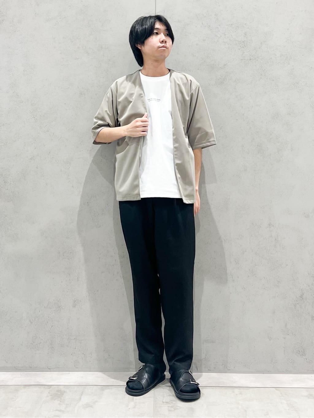 SHI-MAさんの「THE SHOP TK｜五分袖カーディガン+半袖Tシャツセットアイテム 洗濯機OK」を使ったコーディネート
