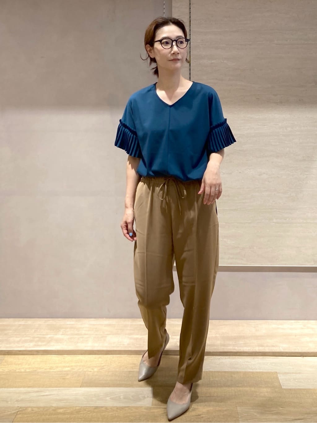 たけねぇさんの「OPAQUE.CLIP｜プリーツスリーブドッキングトップス【洗濯機洗い可】」を使ったコーディネート