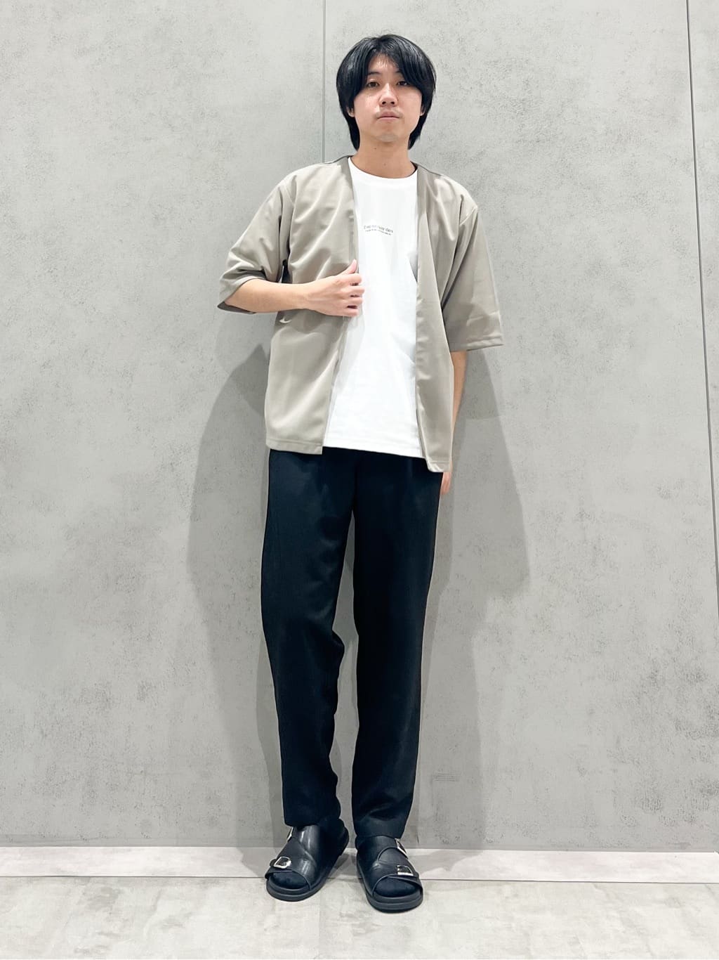 SHI-MAさんの「THE SHOP TK｜五分袖カーディガン+半袖Tシャツセットアイテム 洗濯機OK」を使ったコーディネート