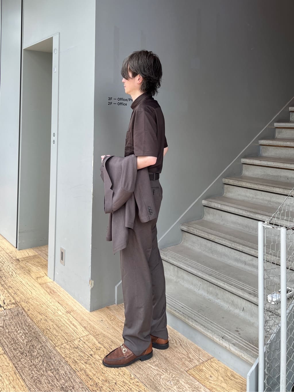 Shintaroさんの「TAKEO KIKUCHI｜【COOL CITY WEAR】ストライプジャージ ボタンダウンシャツ /接触冷感」を使ったコーディネート