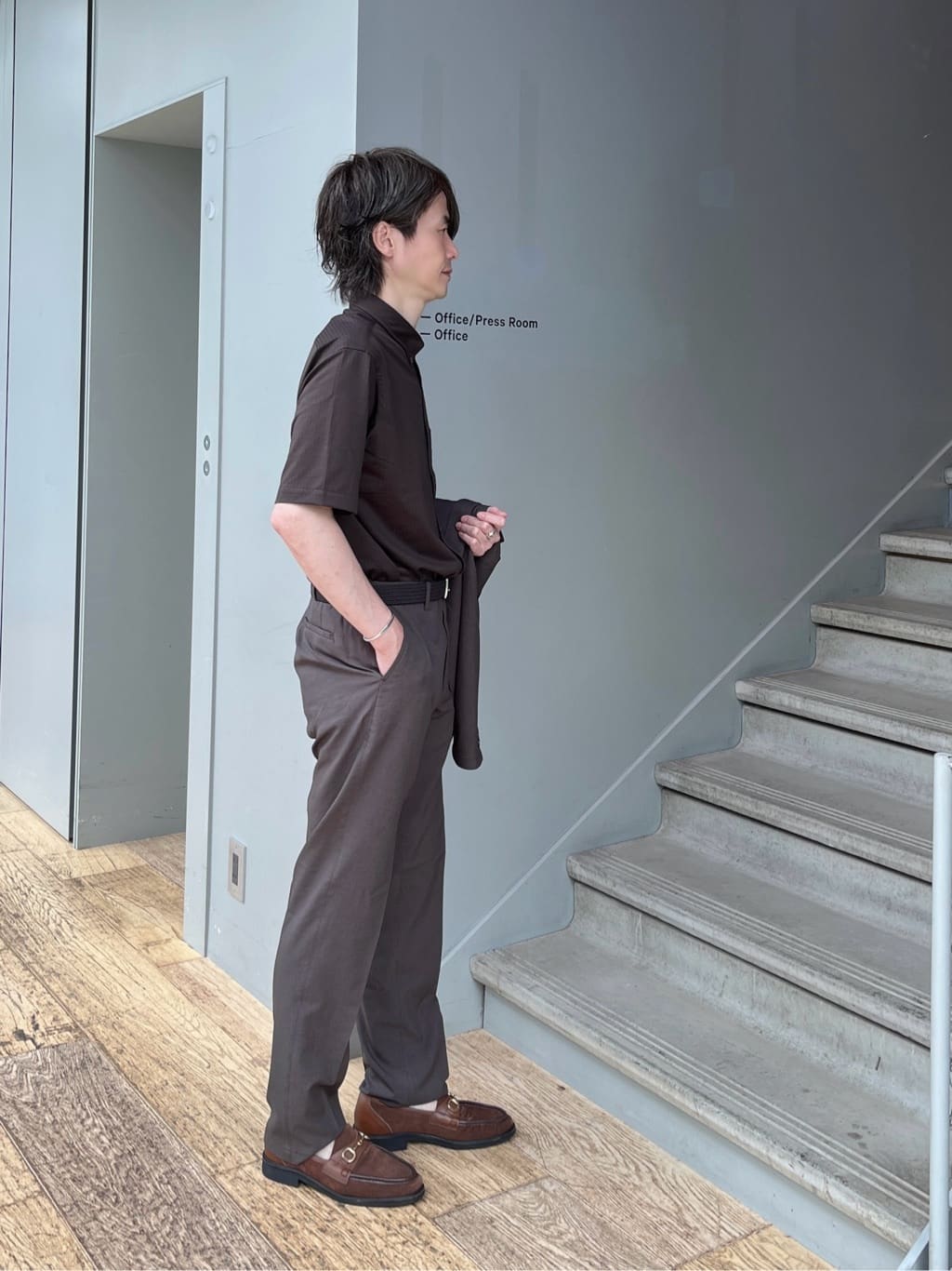 Shintaroさんの「TAKEO KIKUCHI｜【COOL CITY WEAR】ストライプジャージ ボタンダウンシャツ /接触冷感」を使ったコーディネート