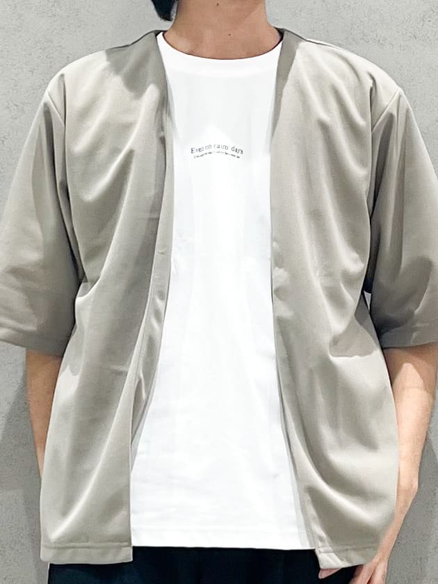 SHI-MAさんの「THE SHOP TK｜五分袖カーディガン+半袖Tシャツセットアイテム 洗濯機OK」を使ったコーディネート