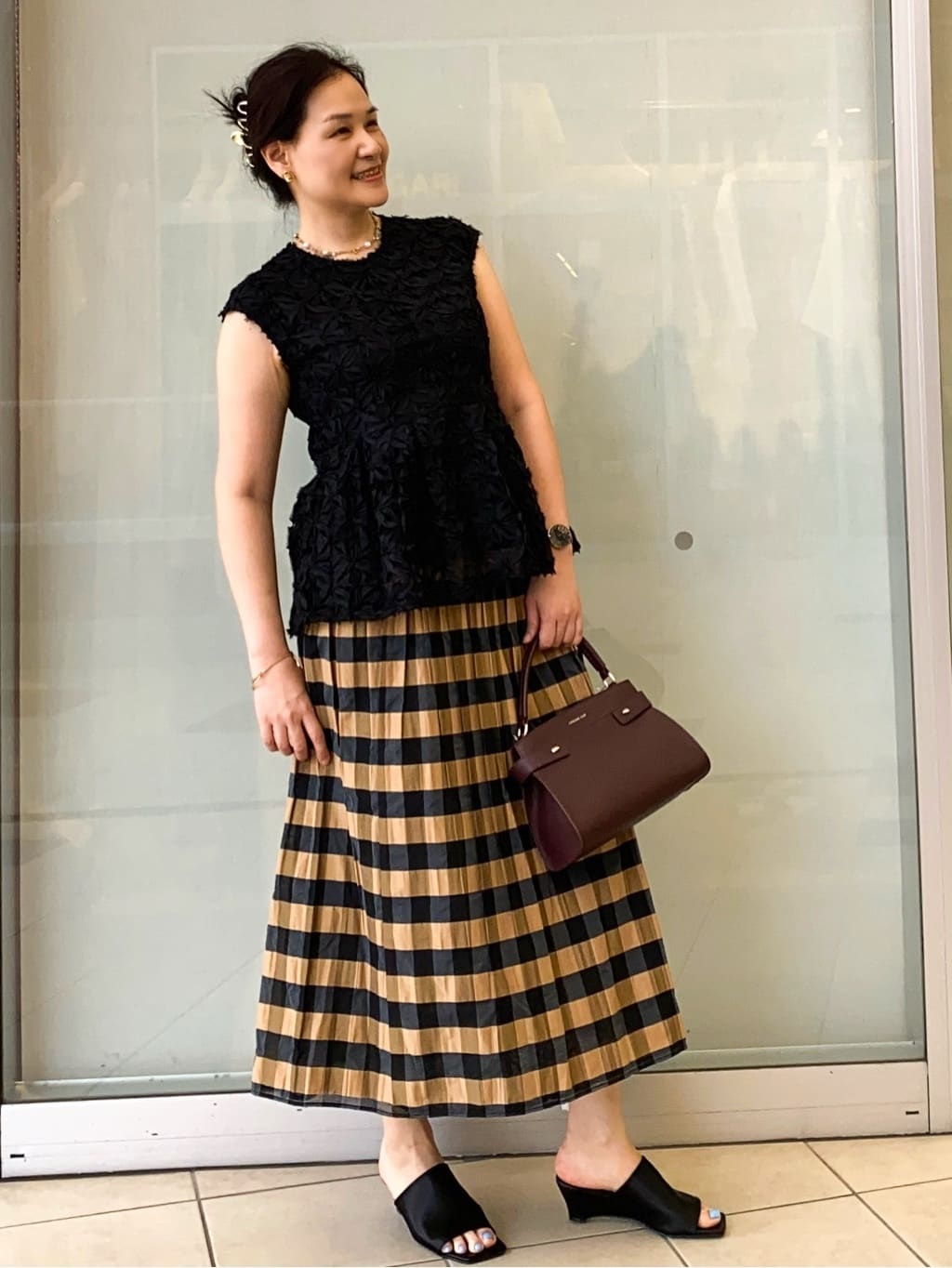 Jeanさんの「OPAQUE.CLIP｜シャーリングフレアスカート／リバーシブル着用可【洗濯機洗い可】」を使ったコーディネート