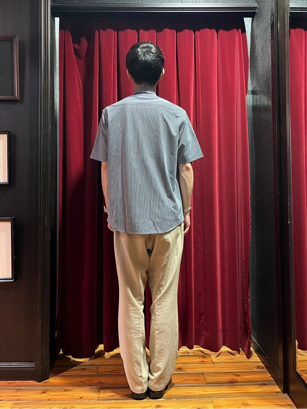 うっちーさんの「TAKEO KIKUCHI｜【COOL CITY WEAR】ストライプジャージ ボタンダウンシャツ /接触冷感」を使ったコーディネート