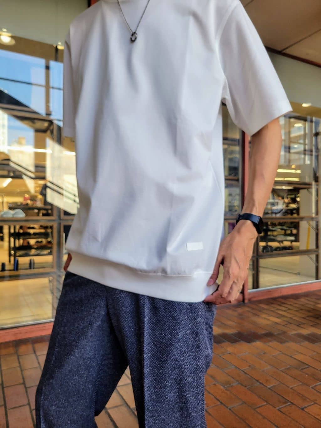 piroyaさんの「TAKEO KIKUCHI｜【抗菌防臭／5サイズ展開】ハイゲージポンチ Tシャツ」を使ったコーディネート