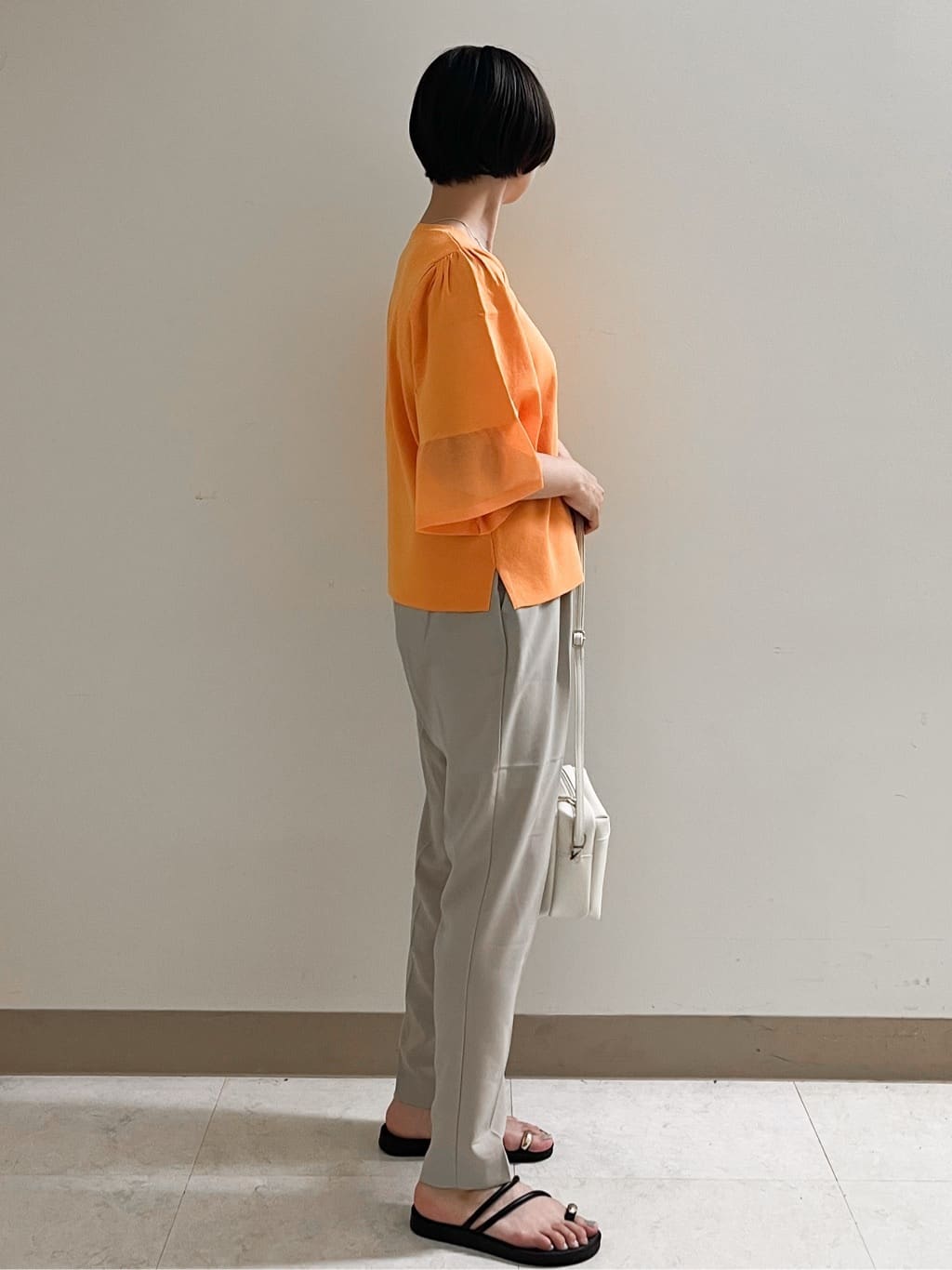 あかねさんの「OPAQUE.CLIP｜《5色展開》シアーフレアスリーブニット【洗濯機洗い可】」を使ったコーディネート