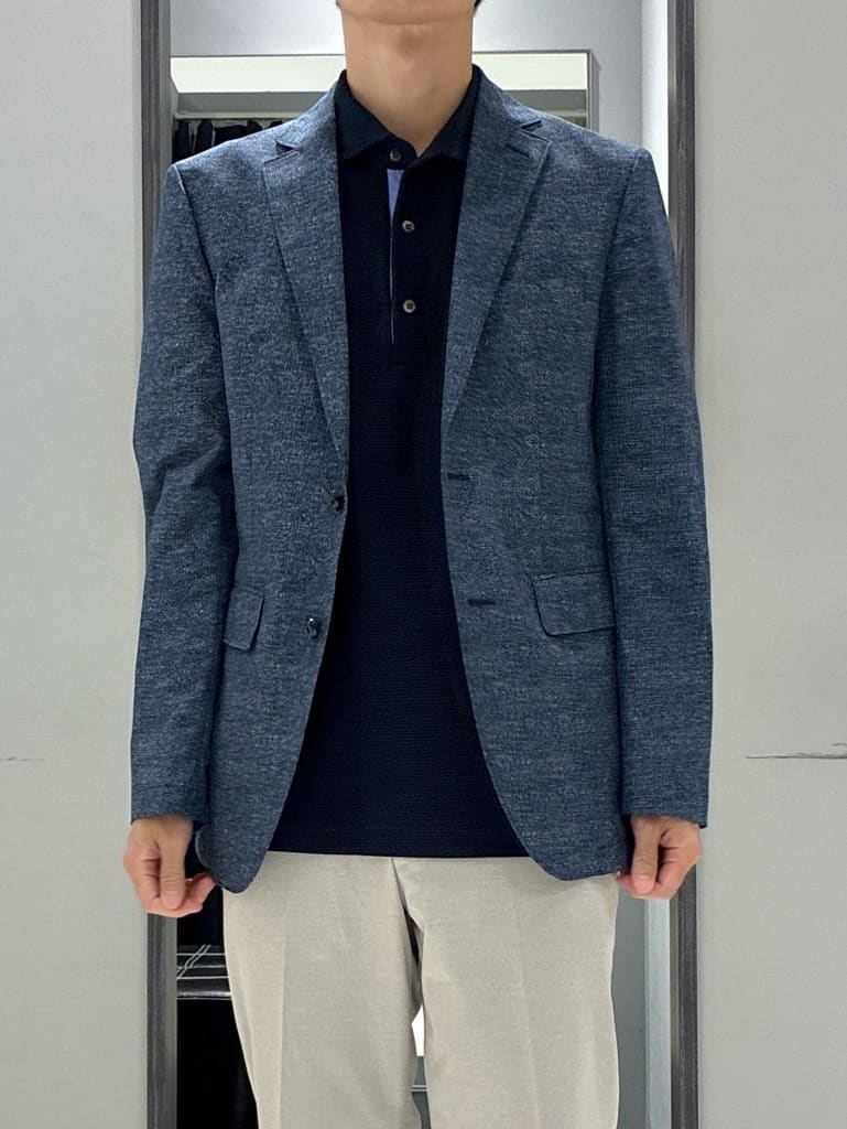 わいずみさんの「TAKEO KIKUCHI｜【抗菌防臭】COOL DOTS（R）ドビープリント ジャケット」を使ったコーディネート