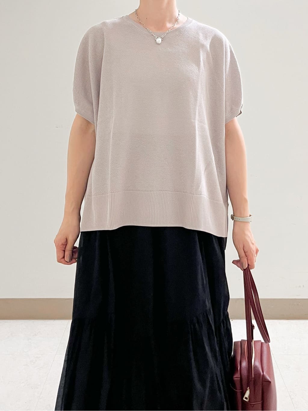 あかねさんの「OPAQUE.CLIP｜《5色展開／S-LLサイズ》リラクシーメッシュニット【洗濯機洗い可】」を使ったコーディネート