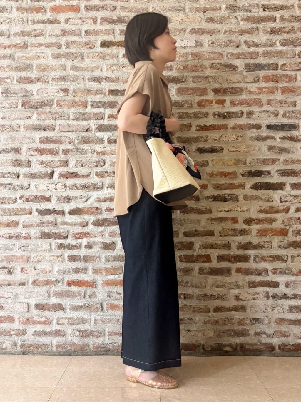 しばさんの「THE SHOP TK｜コットンライクブラウス【接触冷感/洗濯機OK/UV/セットアップ可】」を使ったコーディネート