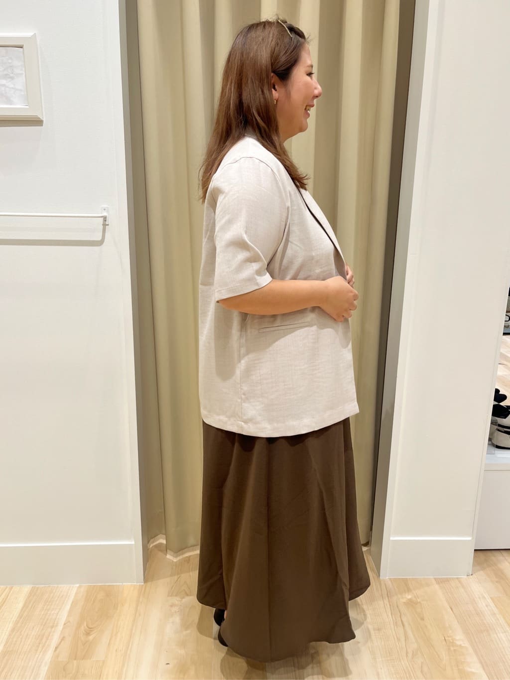 ゆうmamaさんの「grove｜軽やかに羽織れて、きちんと見え ハーフスリーブテーラードジャケット」を使ったコーディネート