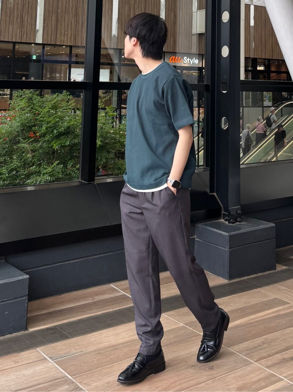 うらしーさんの「THE SHOP TK｜ランダムワッフル半袖Tシャツ 【洗濯機ＯＫ】」を使ったコーディネート