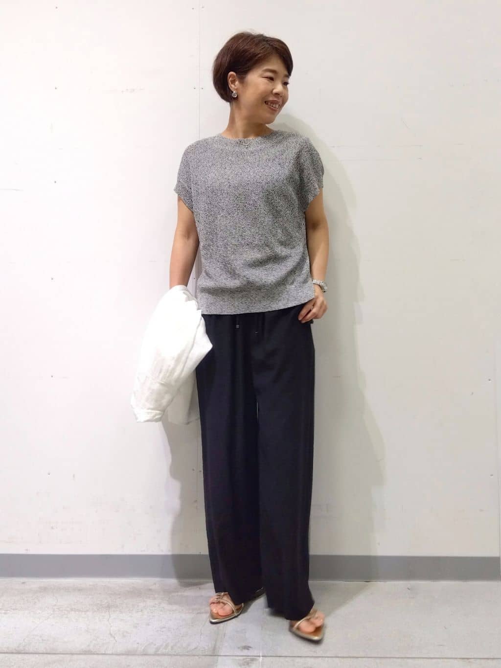 Kさんの「INDIVI｜【洗える／UVケア／SETUP可能】ドロストワイドパンツ」を使ったコーディネート