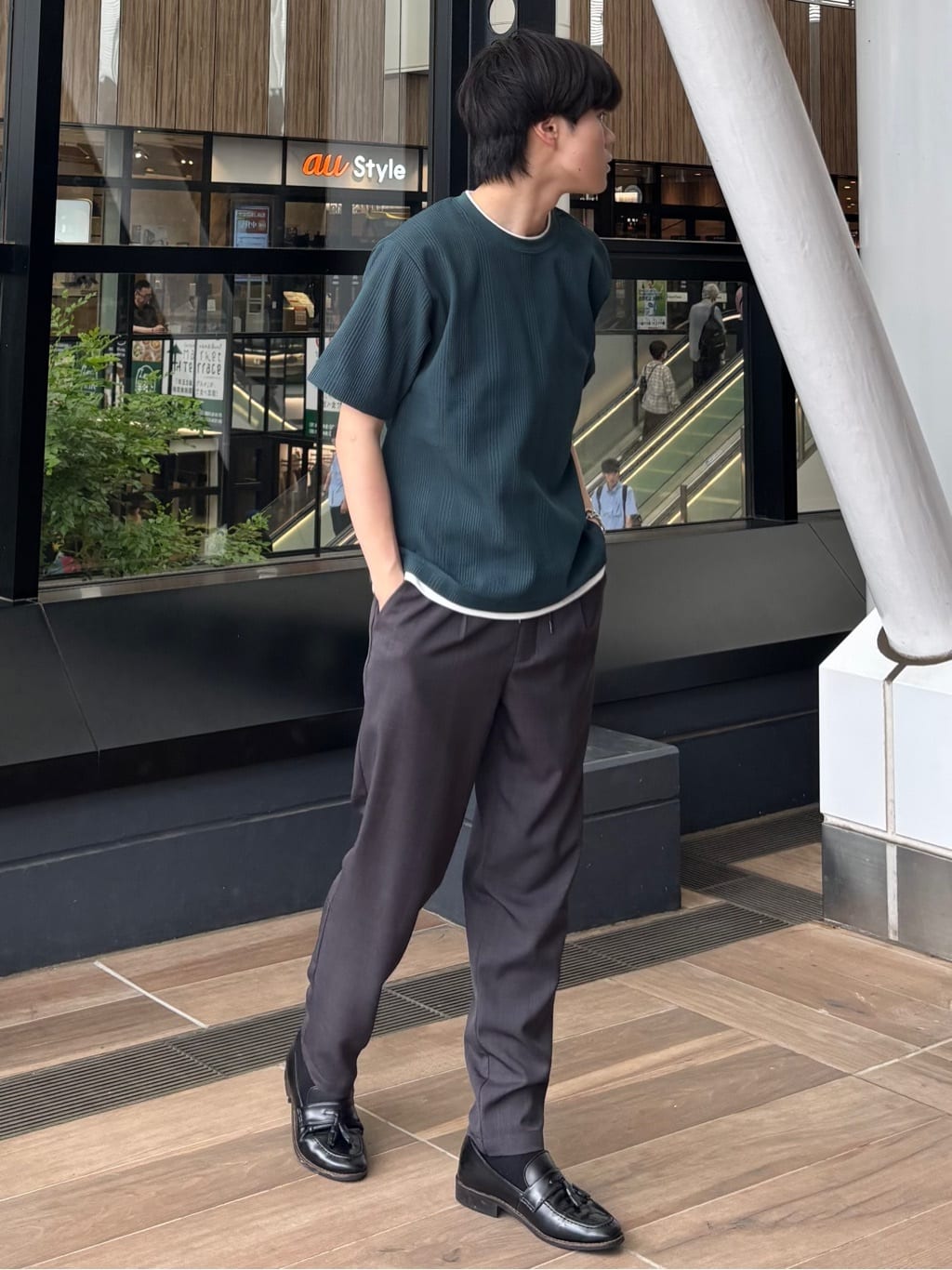うらしーさんの「THE SHOP TK｜ランダムワッフル半袖Tシャツ 【洗濯機ＯＫ】」を使ったコーディネート