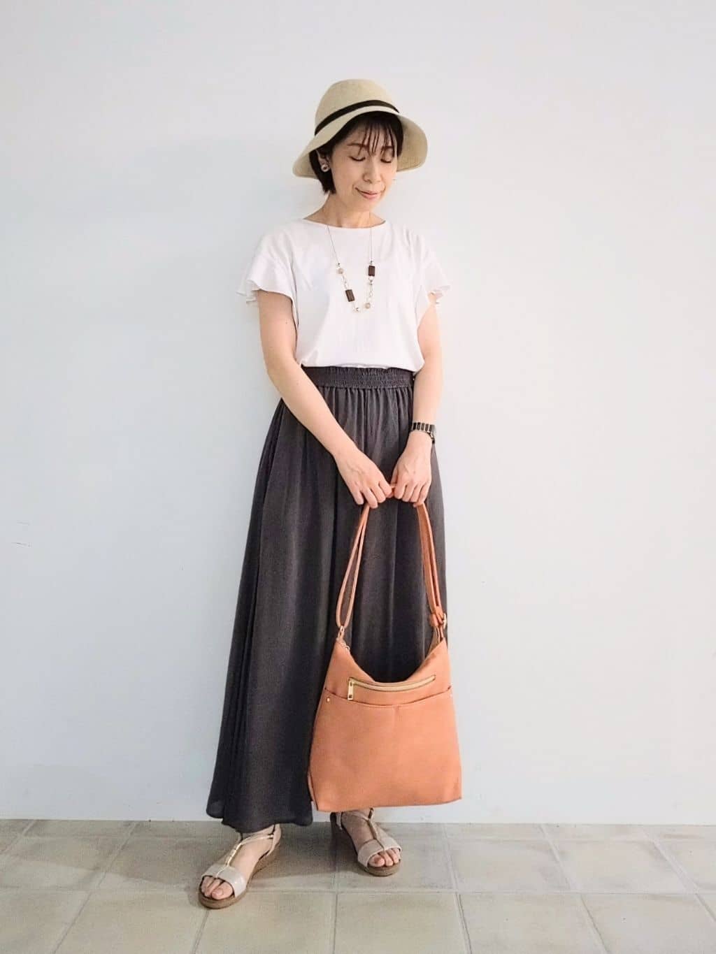miomioさんの「SHOO･LA･RUE｜【S-LL/裏地ひんやり】エアリーで涼やか 大人のシアースカーチョ」を使ったコーディネート
