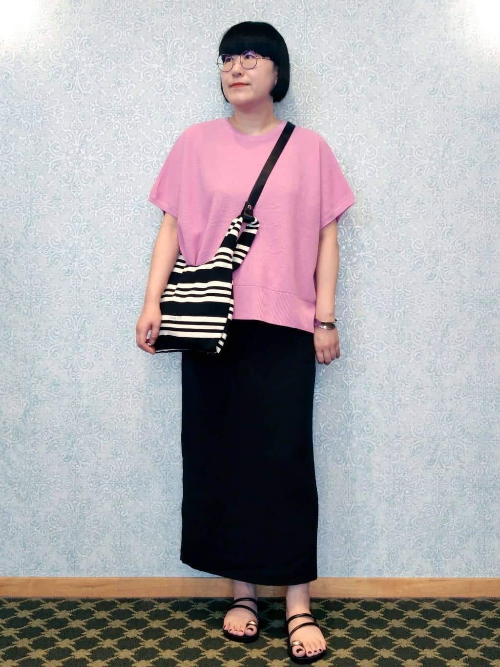 みいさんの「index｜《5色展開／S-LLサイズ》リラクシーメッシュニット【洗濯機洗い可】」を使ったコーディネート