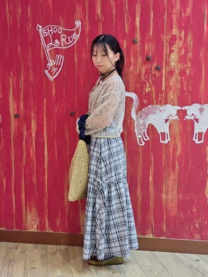 remiiiさんの「SHOO･LA･RUE｜【S-LL】シルエットが変えられる チェック柄リボンフレアスカート」を使ったコーディネート