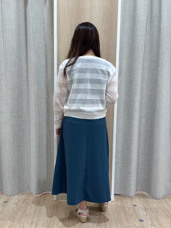 sachiさんの「grove｜シアーボーダーカーディガン」を使ったコーディネート