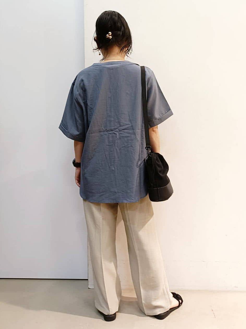 あんさんの「THE SHOP TK｜ダブルポケット5分袖シャツ/体型カバー／洗濯機OK」を使ったコーディネート