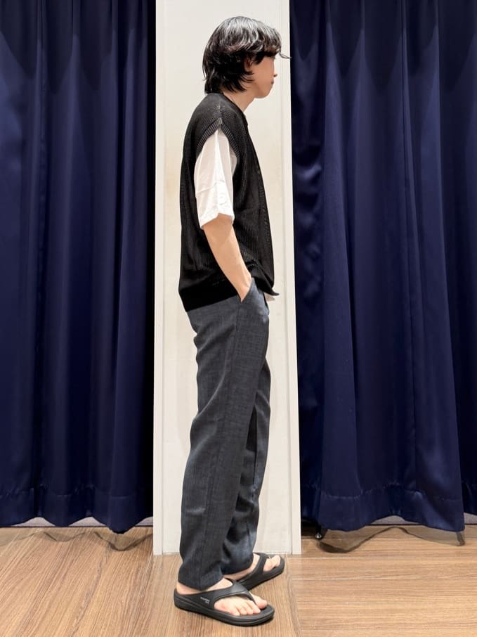 Tightさんの「THE SHOP TK｜◆リネンライク イージーパンツ 吸水速乾/洗濯機OK/ベルト要らず/セットアップ可」を使ったコーディネート