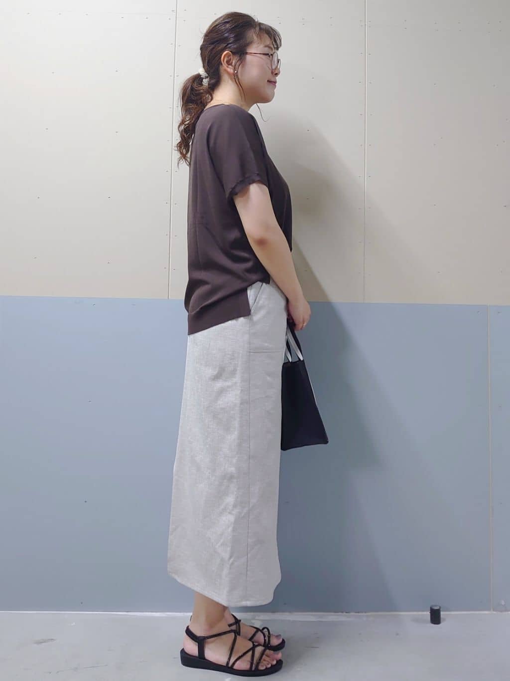 minamiさんの「OPAQUE.CLIP｜《6色展開／S-LLサイズ》ドルマンスリーブニット【UV／接触冷感／洗濯機洗い可／抗ピル】」を使ったコーディネート