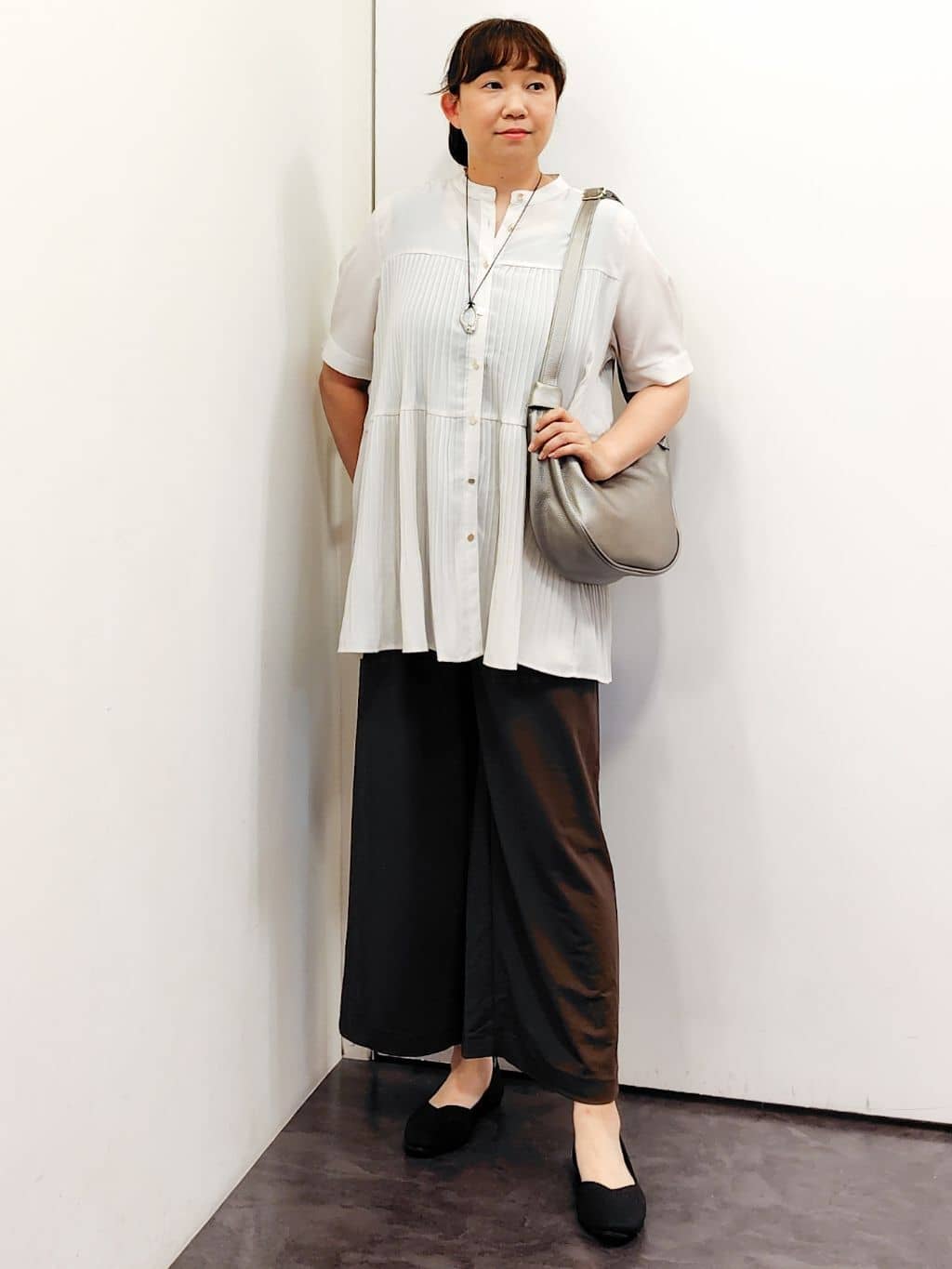 こんちゃんさんの「grove｜【体型カバー】ラフに着たい　ティアードプリーツブラウス」を使ったコーディネート