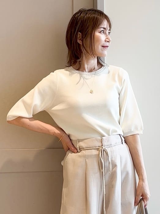 yamakoさんの「grove｜ひんやり多機能・やわらかドライタッチ五分袖プルオーバー」を使ったコーディネート