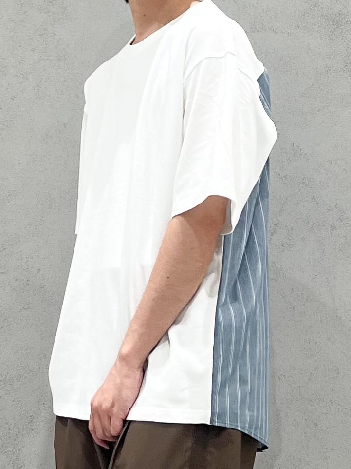 SHI-MAさんの「THE SHOP TK｜エシカルブロード切替Tシャツ 洗濯機OK」を使ったコーディネート