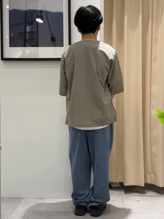はさんの「THE SHOP TK｜五分袖カーディガン+半袖Tシャツセットアイテム 洗濯機OK」を使ったコーディネート