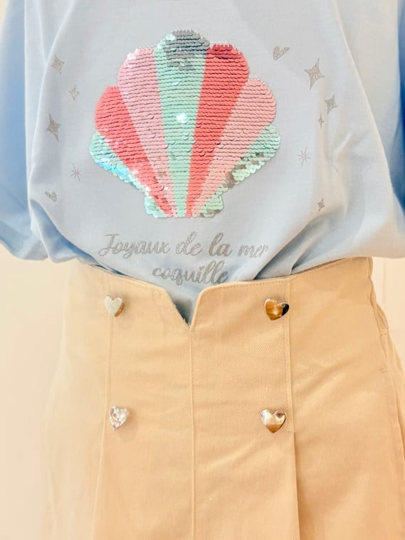 haruさんの「SHOO･LA･RUE｜◆【100-150cm/ひんやり】スパンコールモチーフTシャツ」を使ったコーディネート