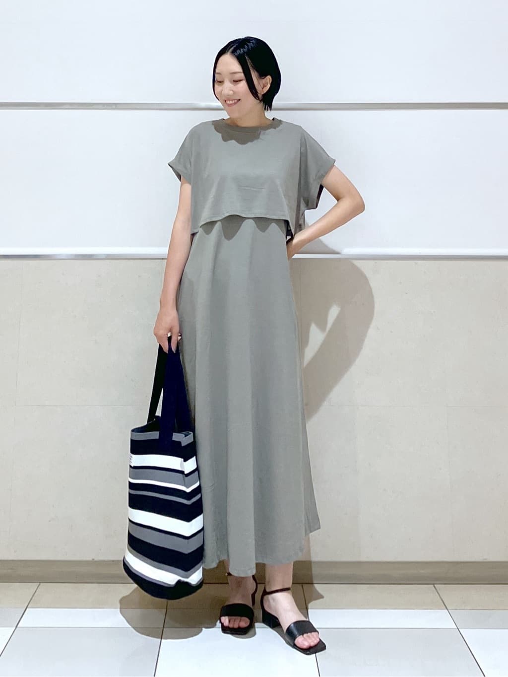 eriko さんの「Dessin｜【マシンウォッシャブル・A4収納可】ランダムボーダーニットBAG」を使ったコーディネート