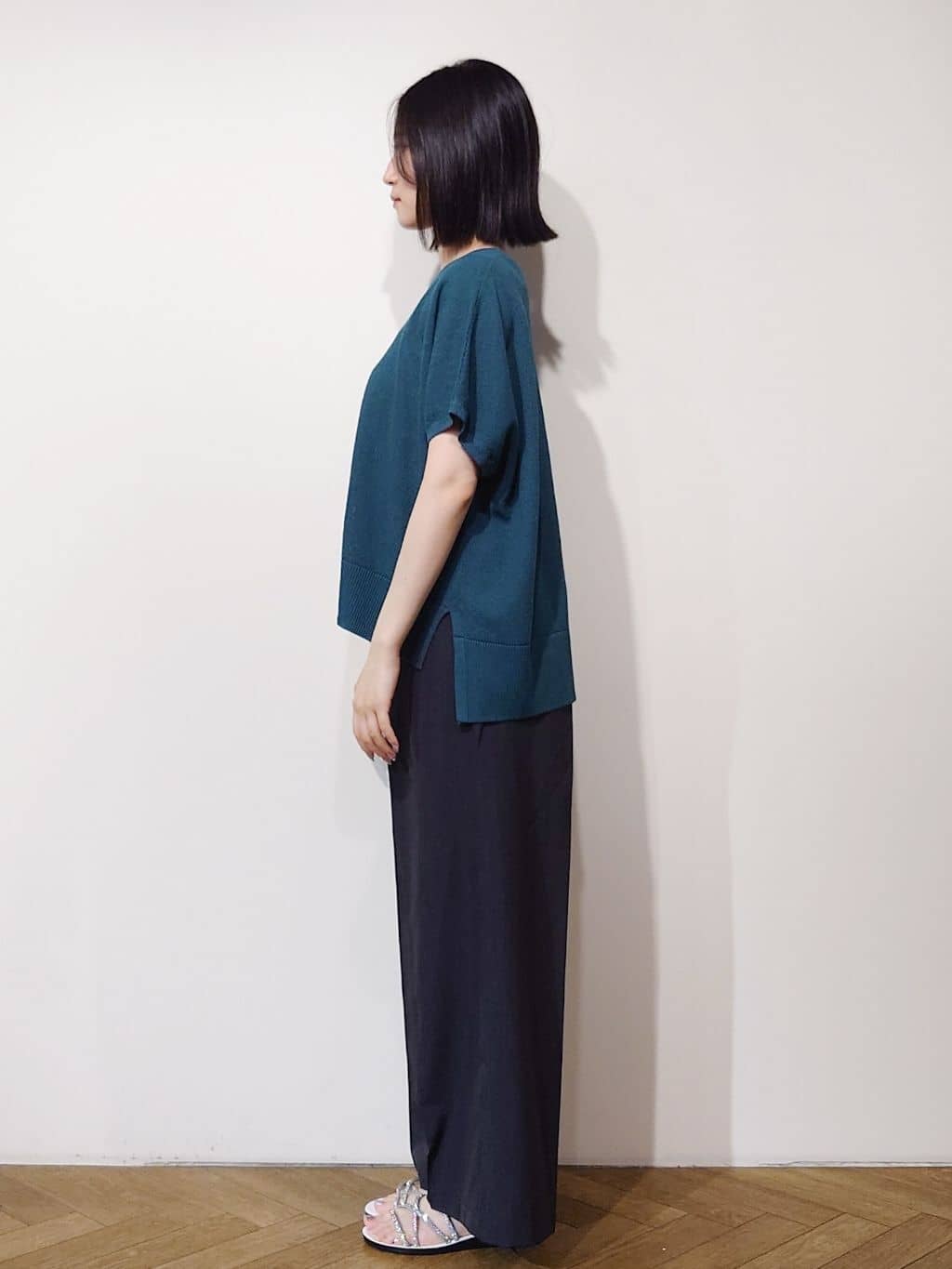 Uさんの「OPAQUE.CLIP｜《5色展開／S-LLサイズ》リラクシーメッシュニット【洗濯機洗い可】」を使ったコーディネート