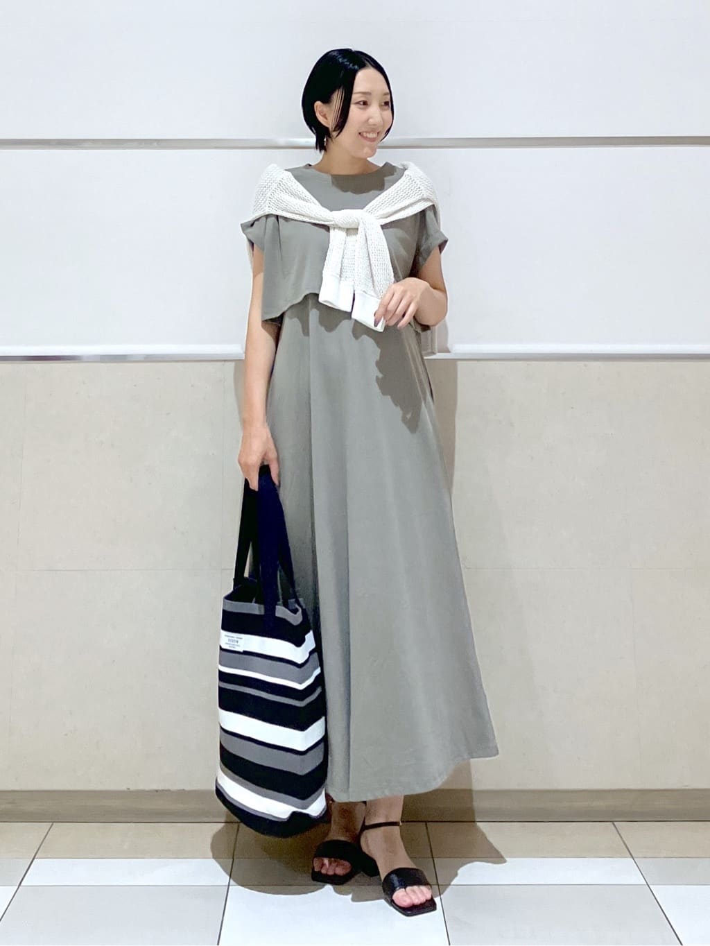 eriko さんの「Dessin｜【マシンウォッシャブル・A4収納可】ランダムボーダーニットBAG」を使ったコーディネート