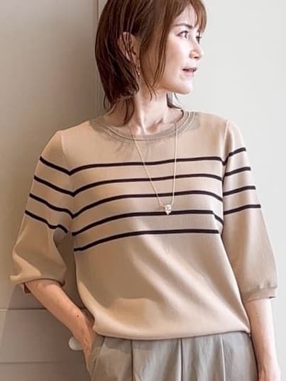 yamakoさんの「grove｜ひんやり多機能・やわらかドライタッチ五分袖プルオーバー」を使ったコーディネート