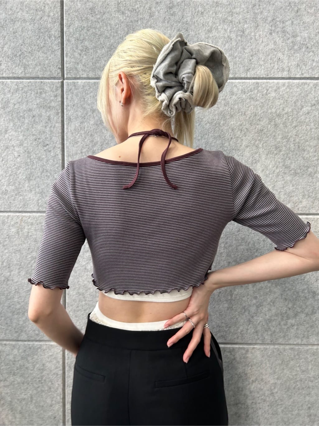 honoka Aさんの「CODE A｜chic border 2way ribbon cardigan」を使ったコーディネート