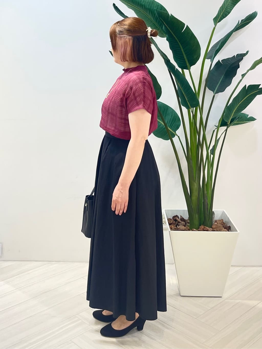 Tomoさんの「UNTITLED｜【シアー】チェックスタンドネックブラウス」を使ったコーディネート