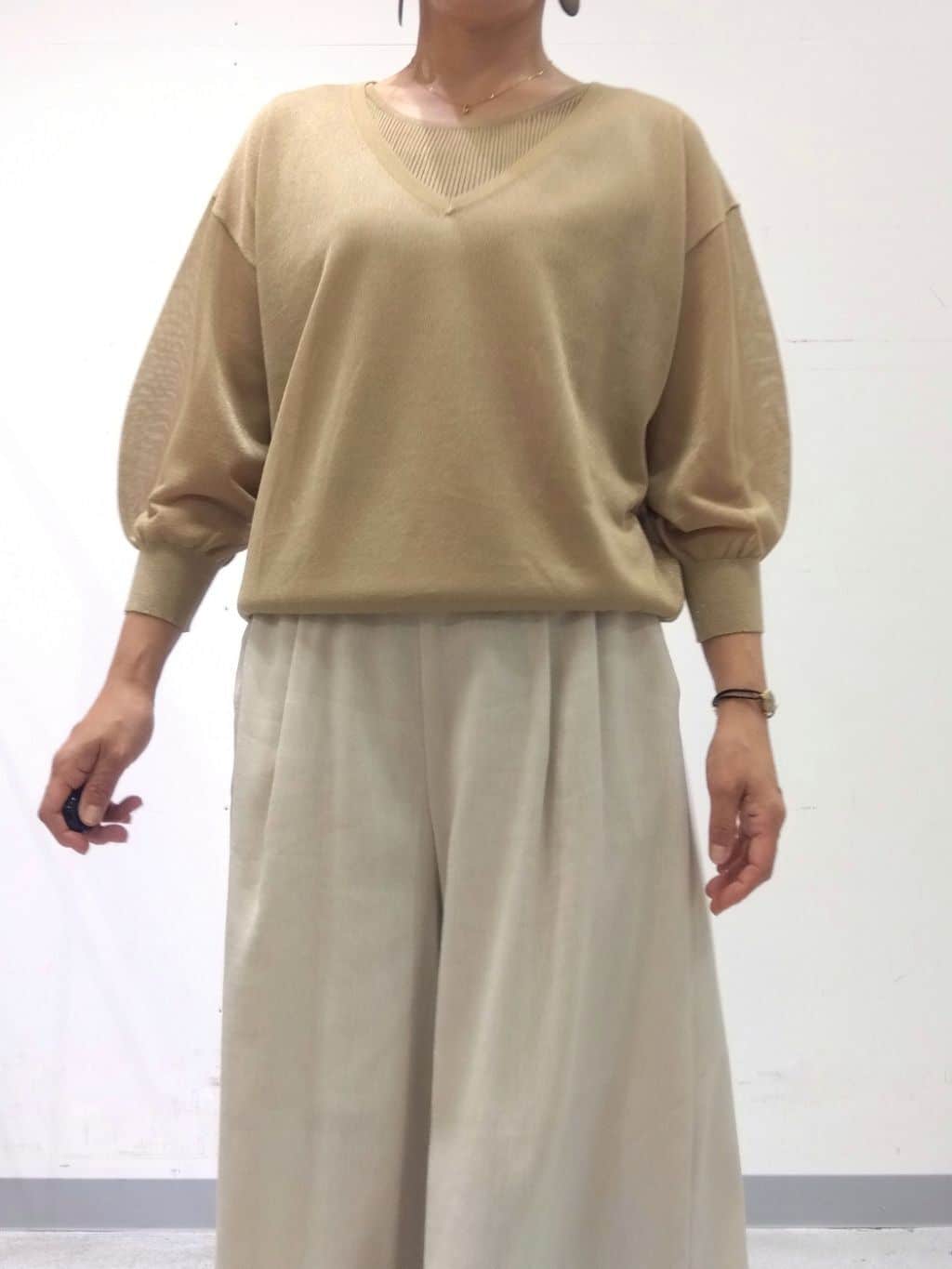 Kさんの「INDIVI｜【洗える／清涼感◎】ワイドフレアパンツ／スカーチョ」を使ったコーディネート