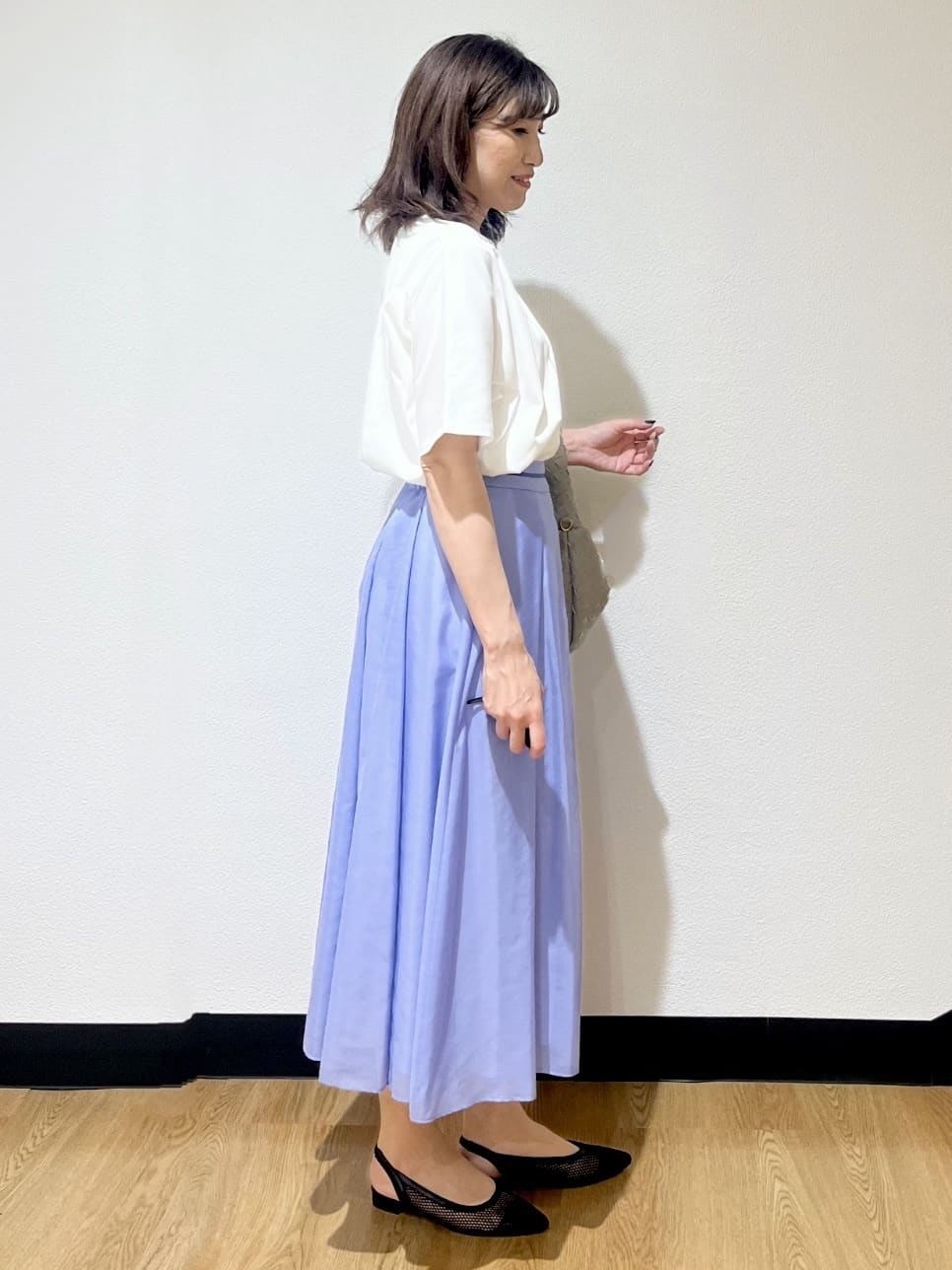 ayaさんの「Reflect｜【マシンウォッシュ可／セットアップ可】シアーボックスタックプリーツスカート」を使ったコーディネート