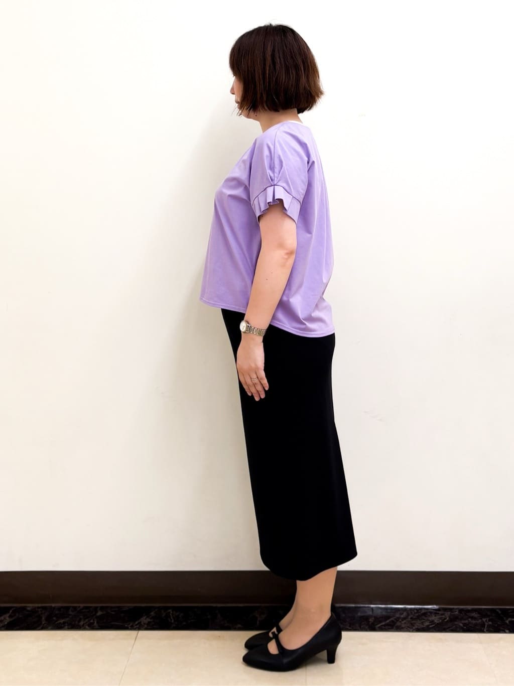 ミヨさんの「Reflect｜Vネックジャージカットソー」を使ったコーディネート
