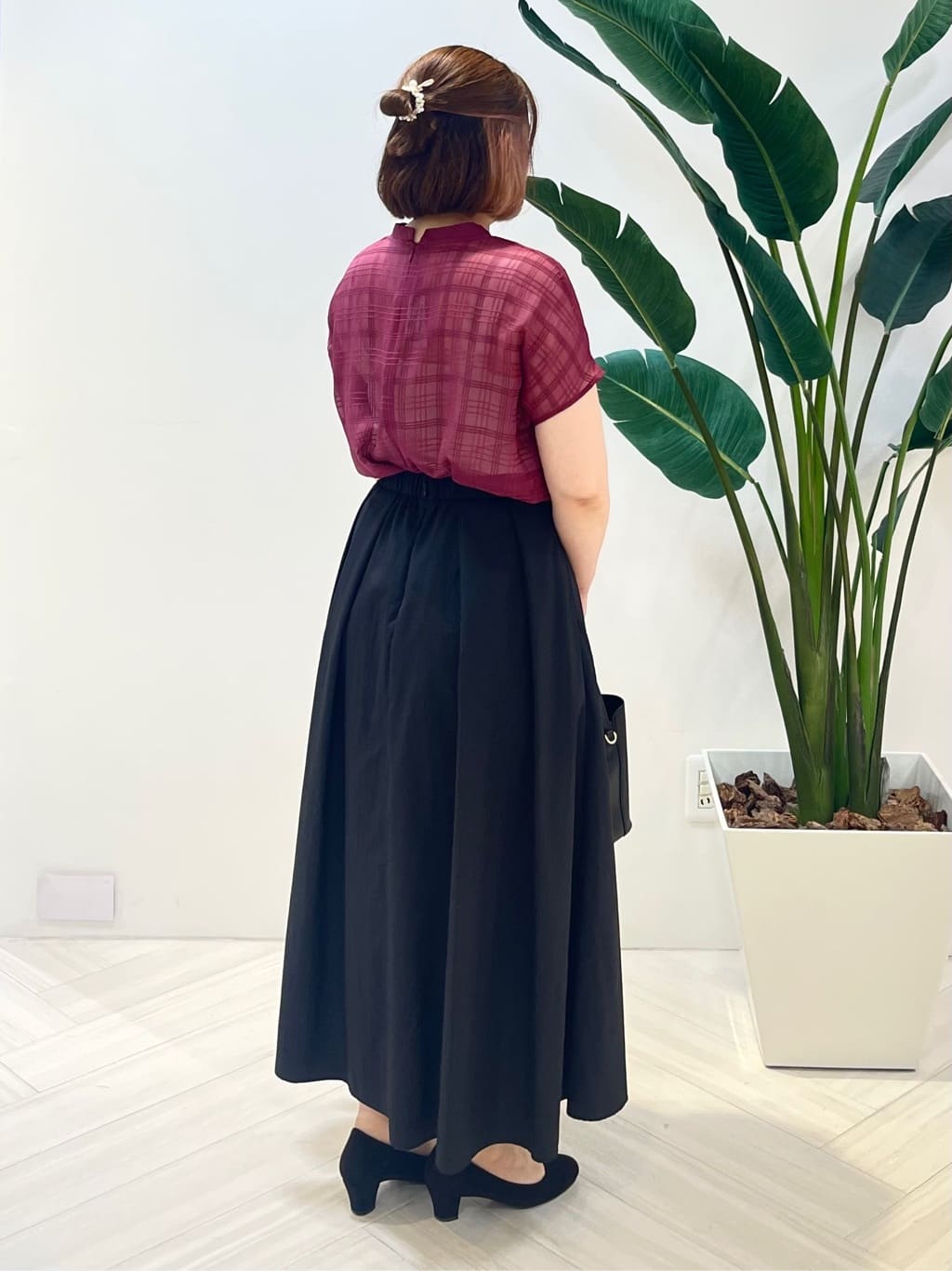 Tomoさんの「UNTITLED｜【シアー】チェックスタンドネックブラウス」を使ったコーディネート