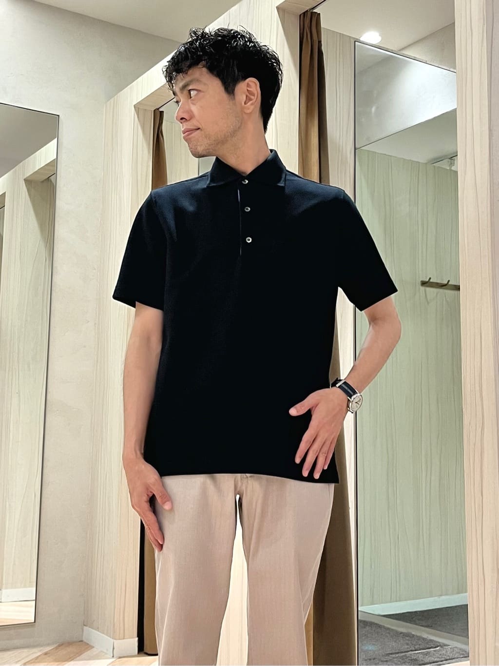 URAさんの「TAKEO KIKUCHI｜【抗菌防臭／9色5サイズ展開】ハニカムメランジ ポロシャツ」を使ったコーディネート