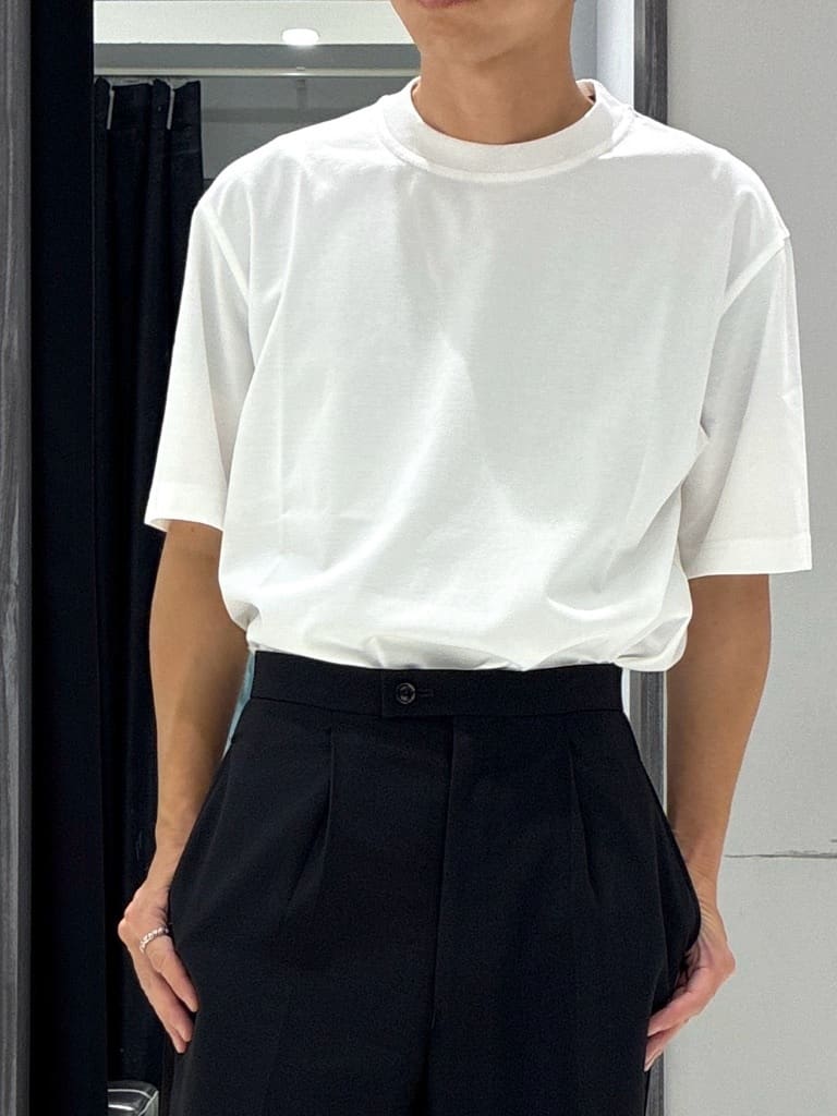 わいずみさんの「TAKEO KIKUCHI｜【COOL CITY WEAR】エアートール オープンカラーシャツ /接触冷感・通気性」を使ったコーディネート