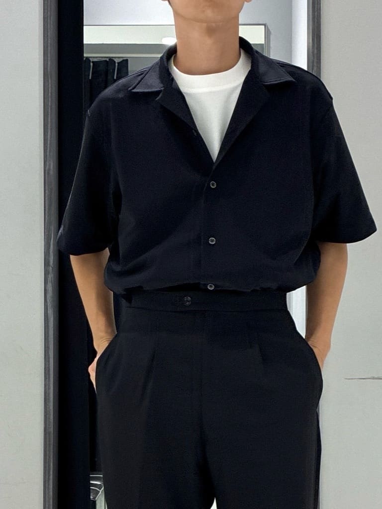 わいずみさんの「TAKEO KIKUCHI｜【COOL CITY WEAR】エアートール オープンカラーシャツ /接触冷感・通気性」を使ったコーディネート