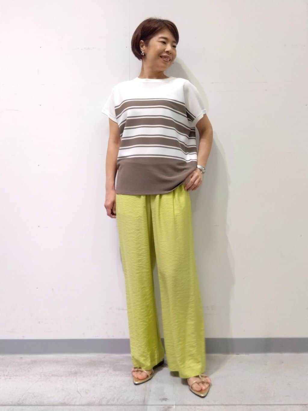 Kさんの「INDIVI｜【洗える／UVケア／SETUP可能】ドロストワイドパンツ」を使ったコーディネート