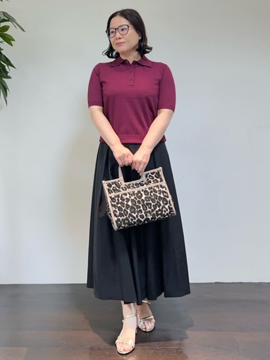 Asamiさんの「UNTITLED｜【トレンド/きれいめ】5分袖ポロニット」を使ったコーディネート