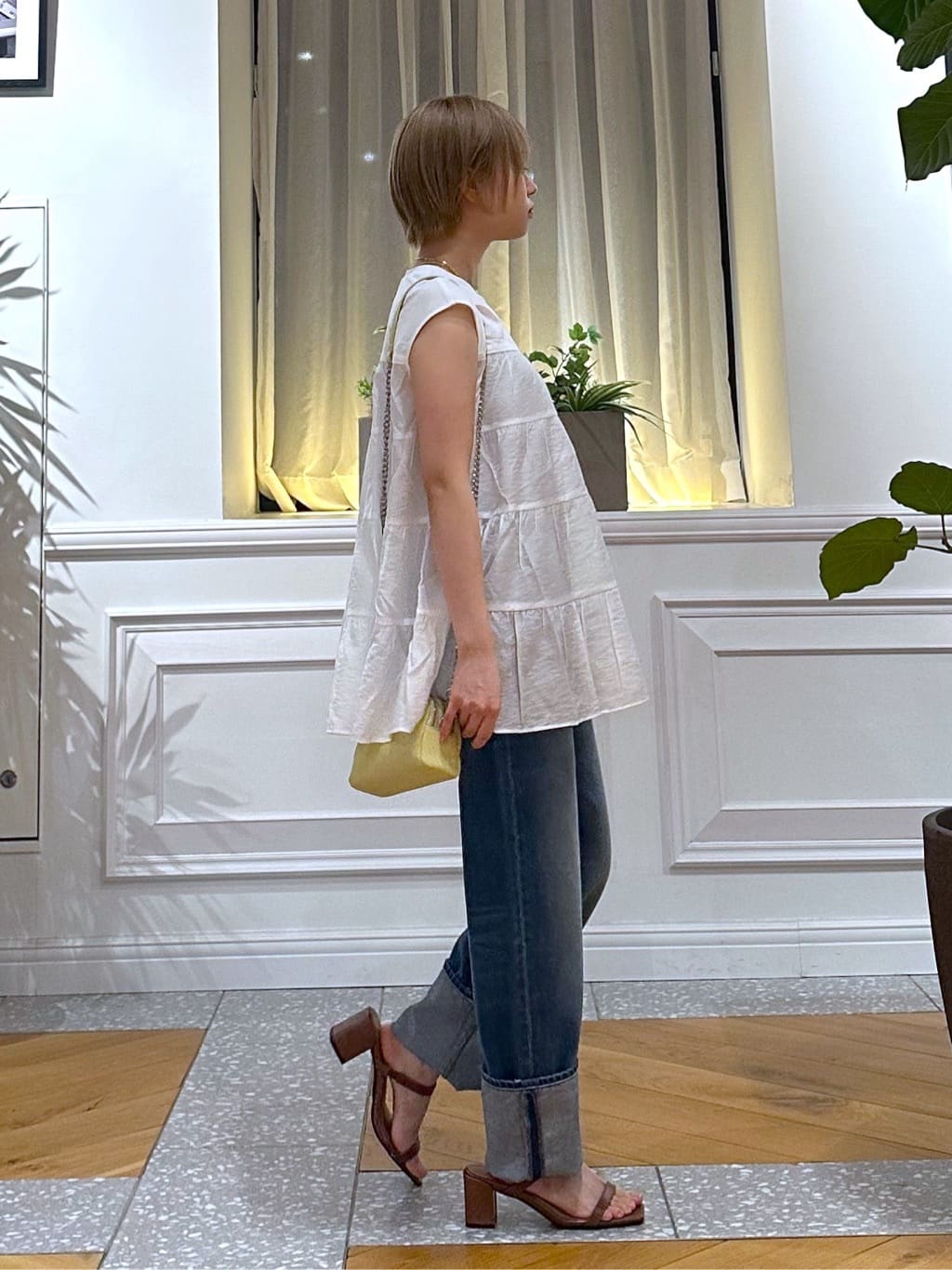 なべこさんの「DRESSTERIOR｜◆【接触冷感/イージーケア】ティアードコンビカットソー」を使ったコーディネート