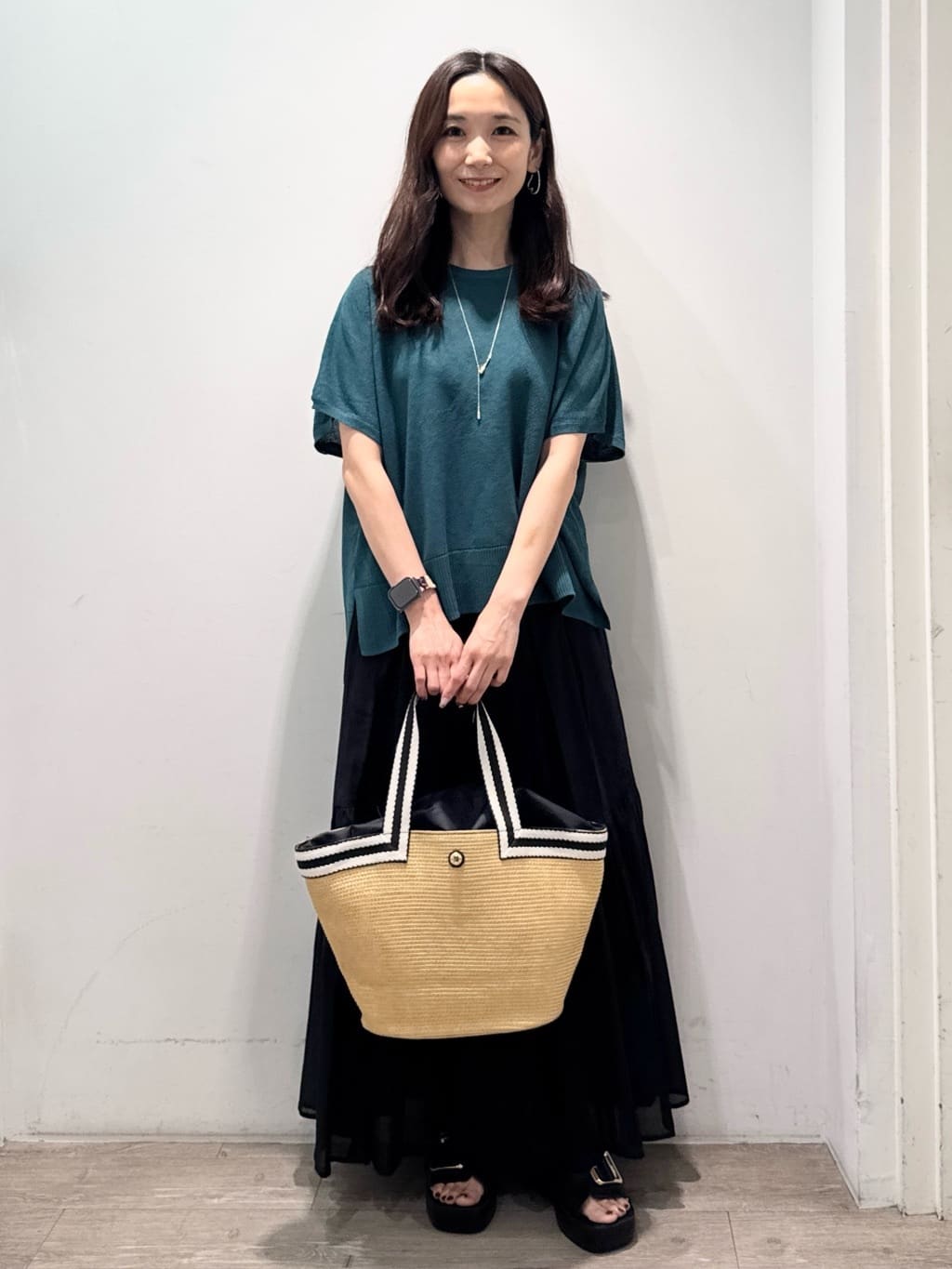 yuicciさんの「OPAQUE.CLIP｜《5色展開／S-LLサイズ》リラクシーメッシュニット【洗濯機洗い可】」を使ったコーディネート