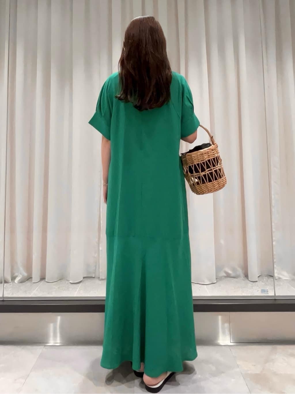 maiさんの「OPAQUE.CLIP｜レーヨン麻キーネックワンピース【洗える】」を使ったコーディネート