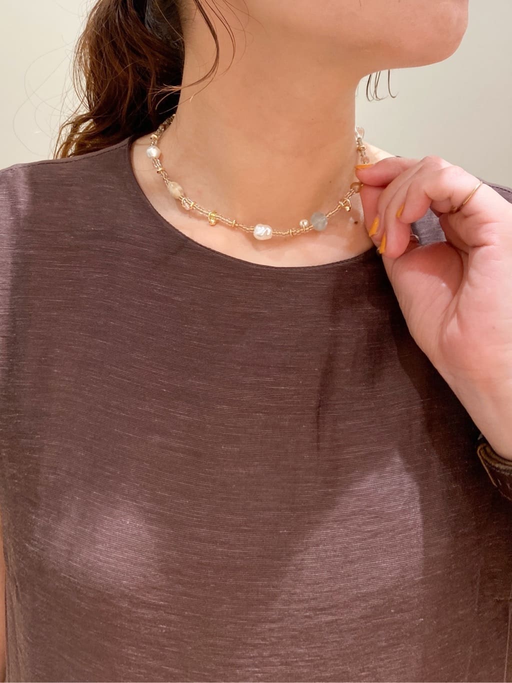 risayanさんの「OPAQUE.CLIP｜麻混シアーギャザーティアードワンピース【洗濯機洗い可】」を使ったコーディネート
