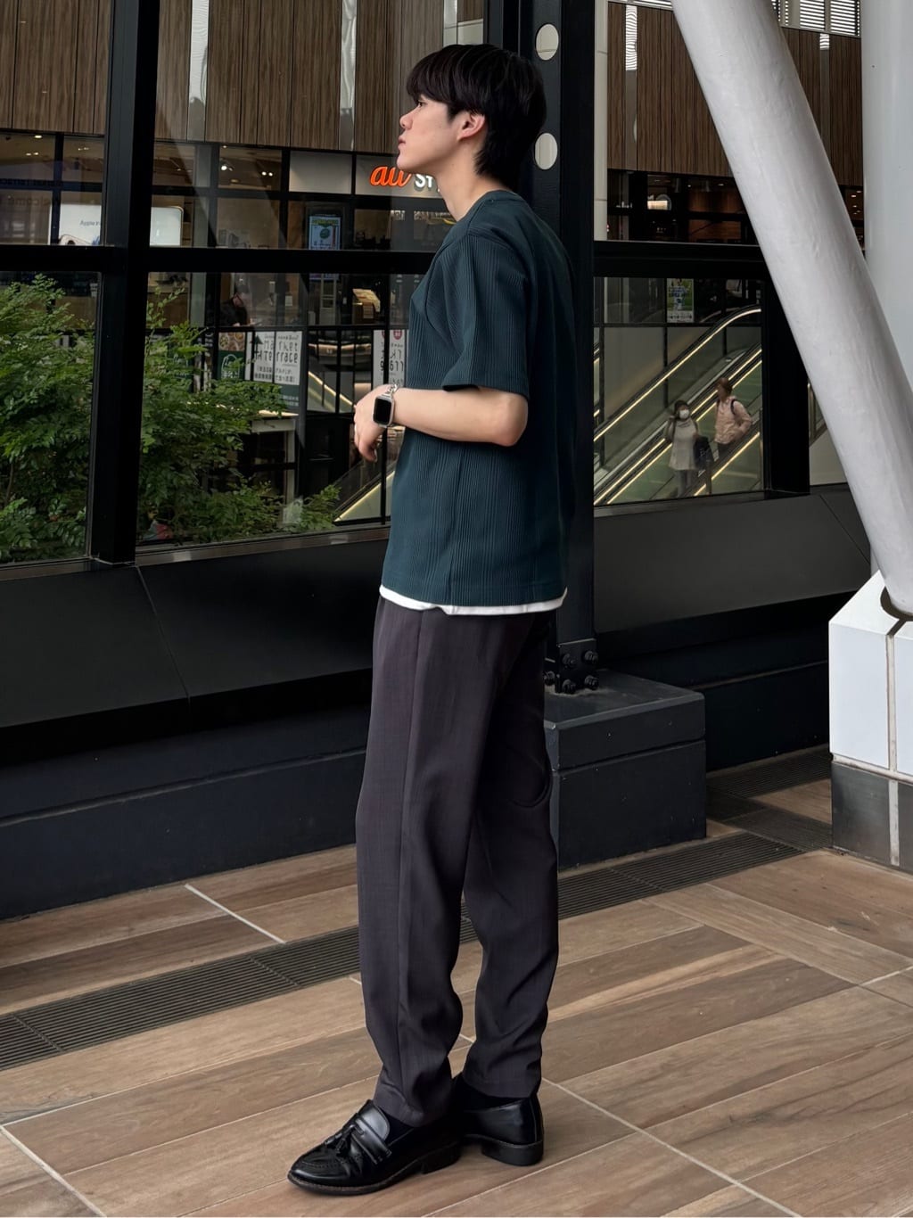 うらしーさんの「THE SHOP TK｜ランダムワッフル半袖Tシャツ 【洗濯機ＯＫ】」を使ったコーディネート