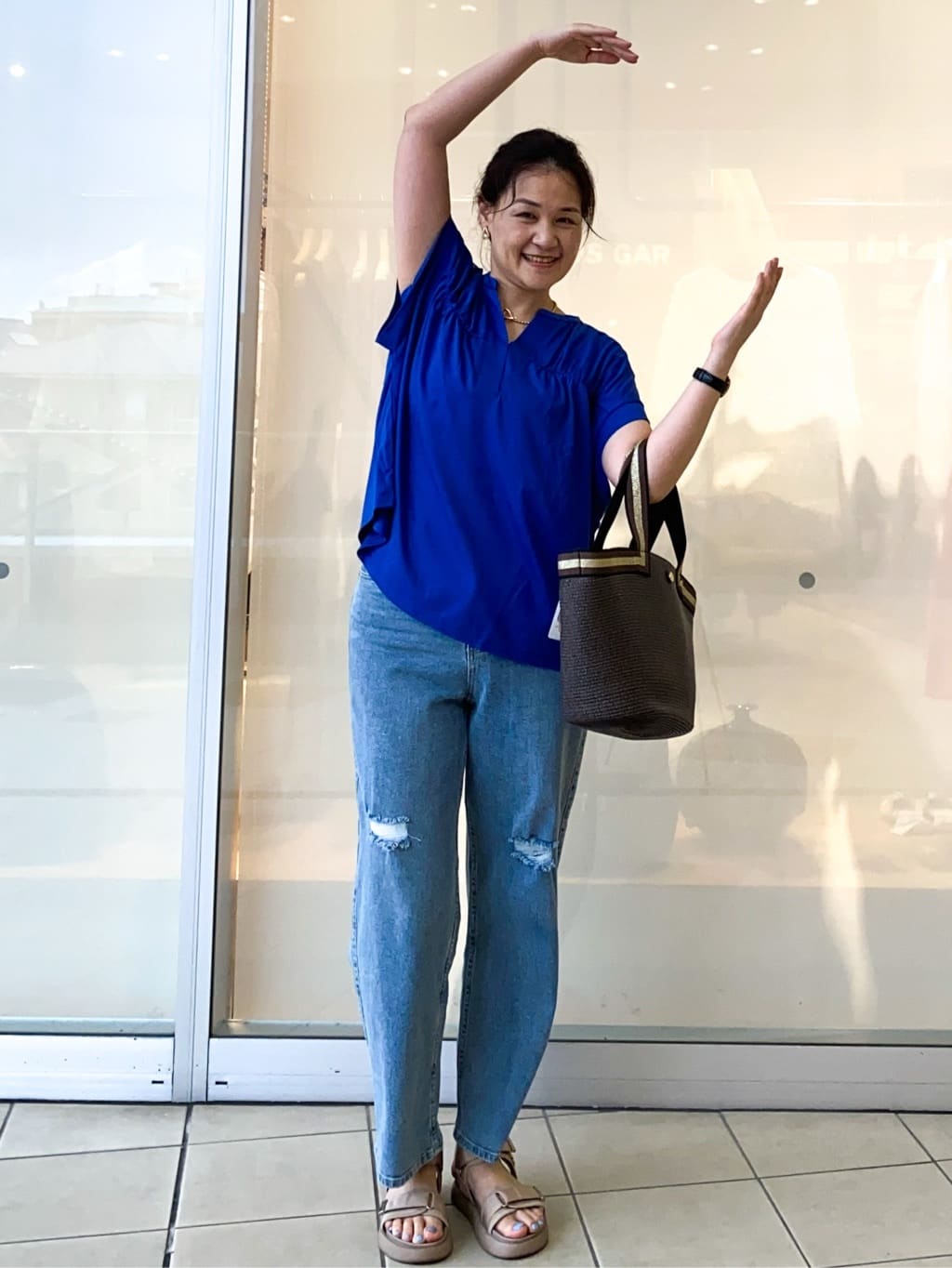 Jeanさんの「OPAQUE.CLIP｜スキッパーフレアカットソー【接触冷感／洗濯機洗い可】」を使ったコーディネート